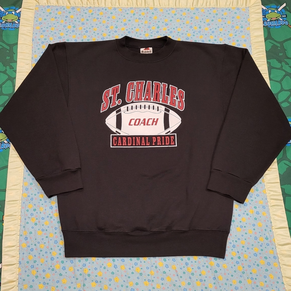 🏈 Vtg St Charles 🔥 Cardinals 🐦 Sweater XL 🇺🇸 Columbus Ohio 🏫 Coach Shirt